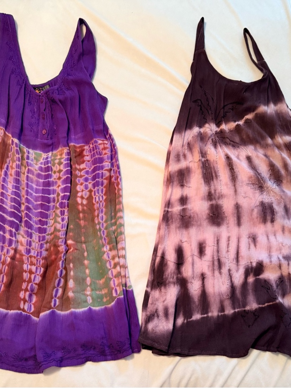Raya Sun Tie-Dye Purple Sleeveless Tunics - Pair